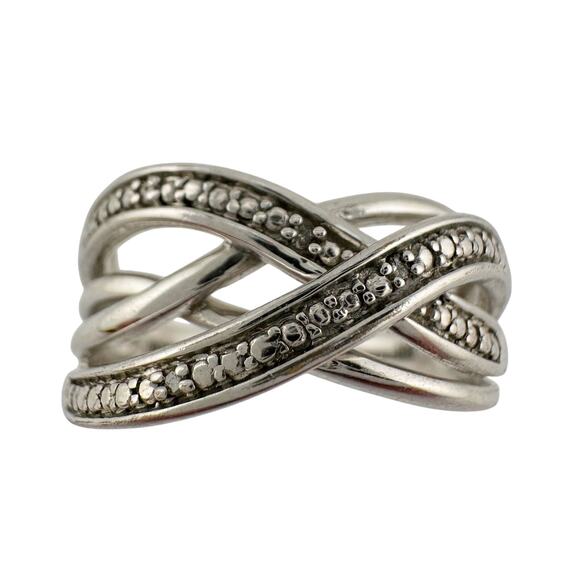 Beautiful Braided Strands Ring with Diamond Accent Size 7 - Picture 1 of 16